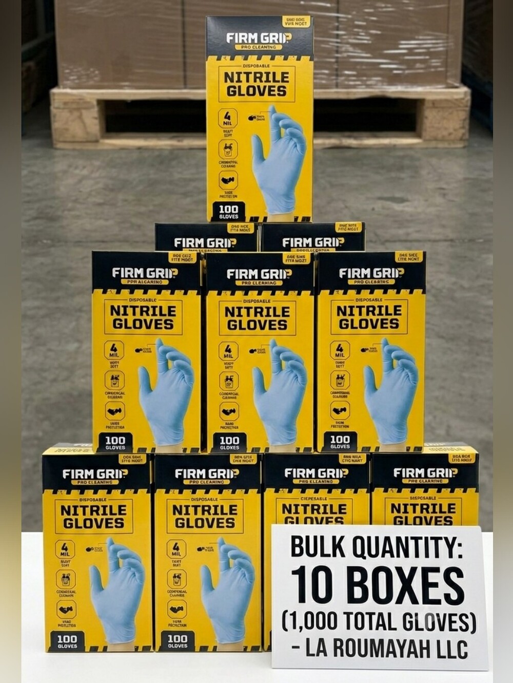Firm Grip Pro Cleaning Nitrile Gloves 4 Mil Heavy Duty Bulk 10 Cases 1000 Gloves